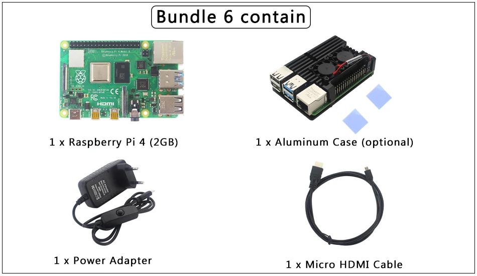 Raspberry Pi 4 Модель B комплект+ алюминиевый чехол+ теплоотвод+ 3A переключатель питания+ Micro HDMI вариант 64 32 Гб SD карты | ридер