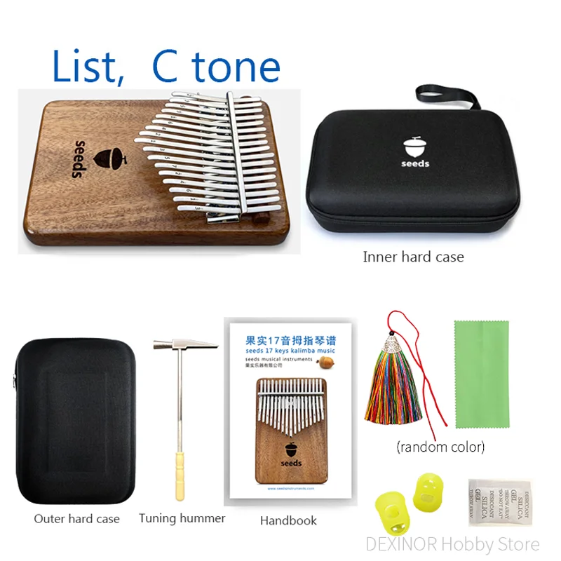 Семена металлического моста калимба 17 клавиш плоская доска деревянная