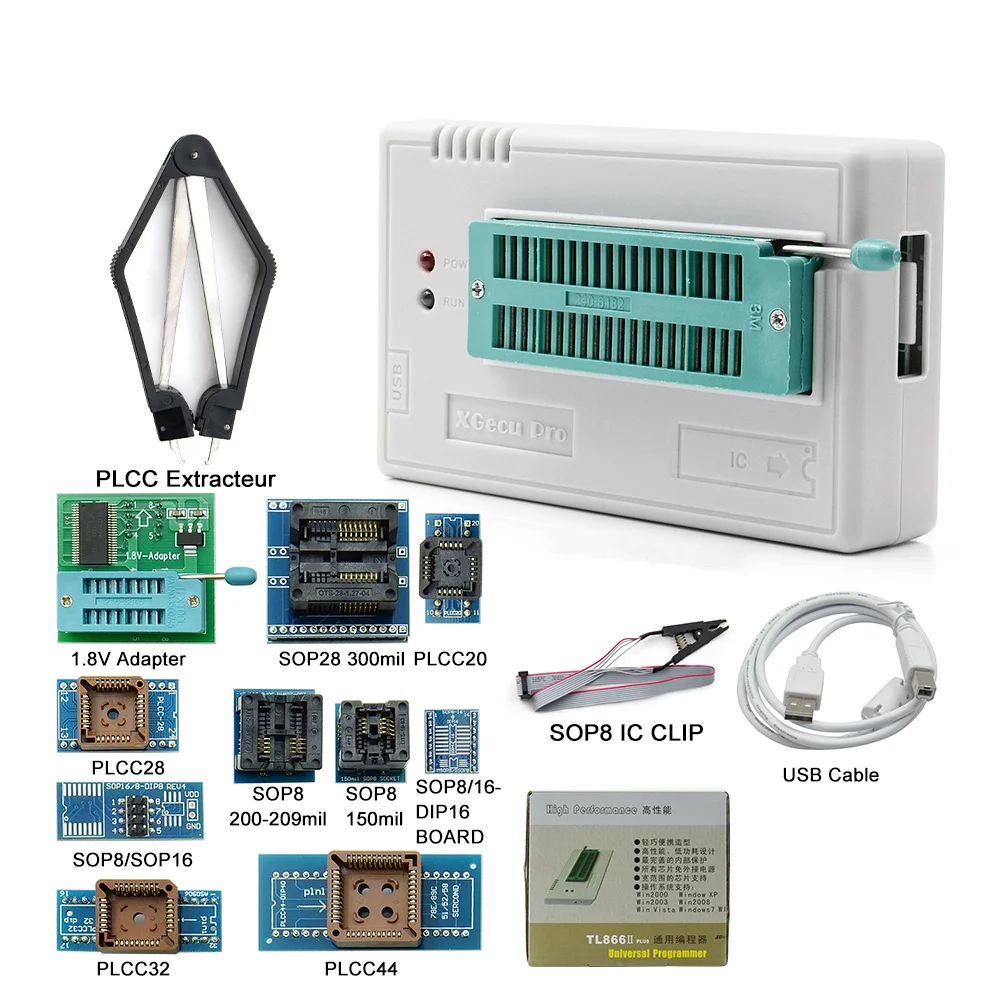 

Xgecu-100 % minipro tl866ii plus, 12 универсальных адаптеров EEPROM, программатор USB BIOS, лучше, чем tl866a и tl866cs