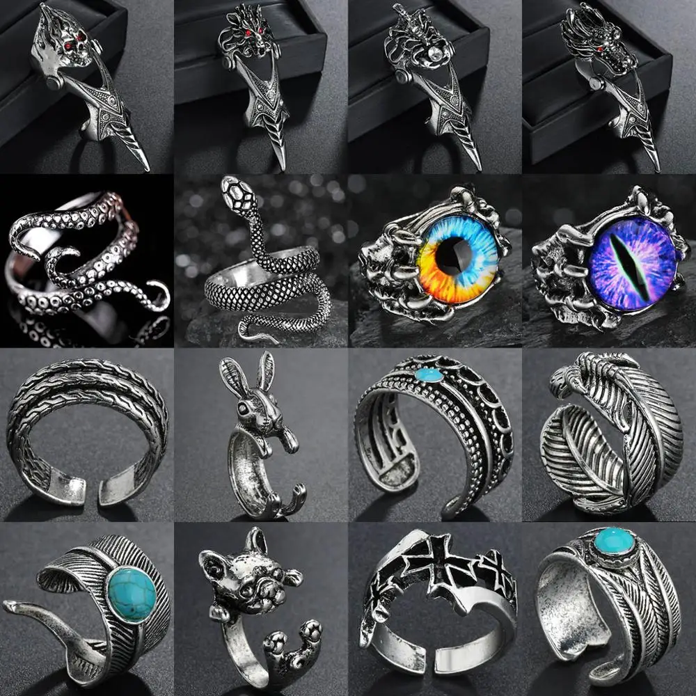 Кольцо в стиле панк ретро с преувеличенным духом и змеиным кольцом модное кольцо