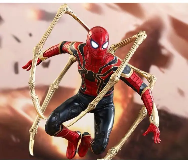 30cm Hot Movie HC Avengers Infinity War Led Light Up Iron Spider Action Figure PVC Collection of toy gifts