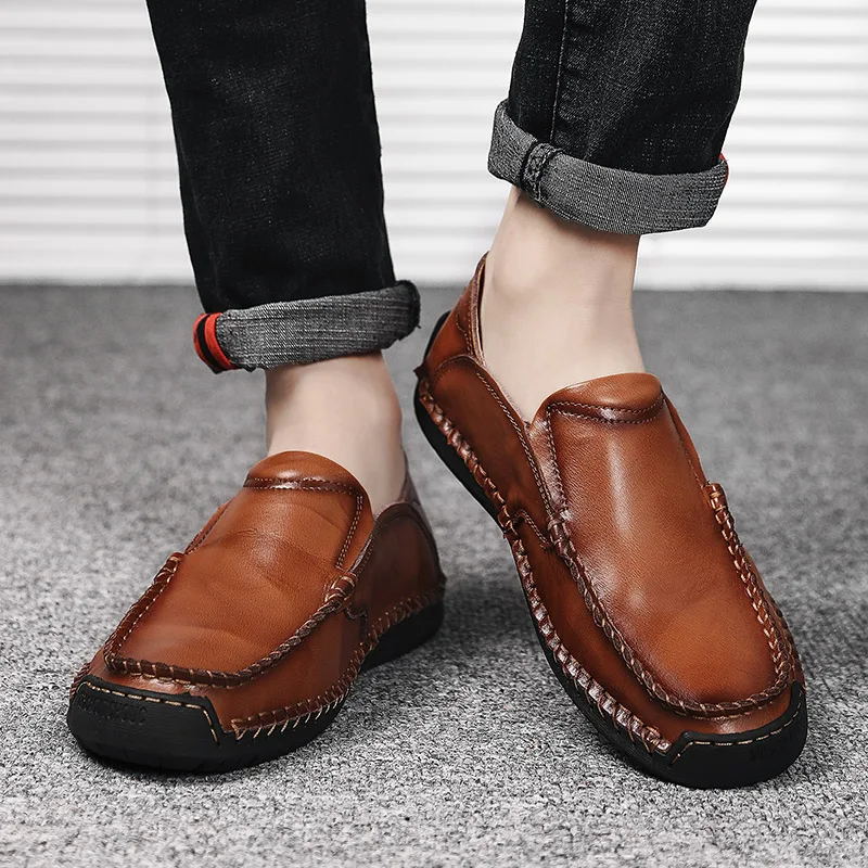 

Casual Leather Shoes Men Leisure Shoes Casual Shoe Man 2020 New Breathable Flat Mens Causal Loafers For Sapatos Spring