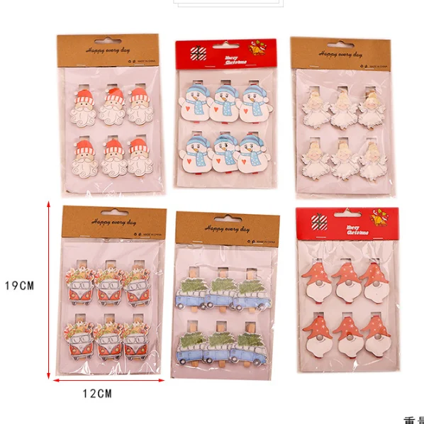 3/6 шт. рождественские деревянные зажимы украшения для рождественской елки