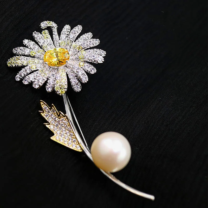 Женская Брошь В Виде Цветка mechoose брошь с кристаллом желтого цвета и фианитом