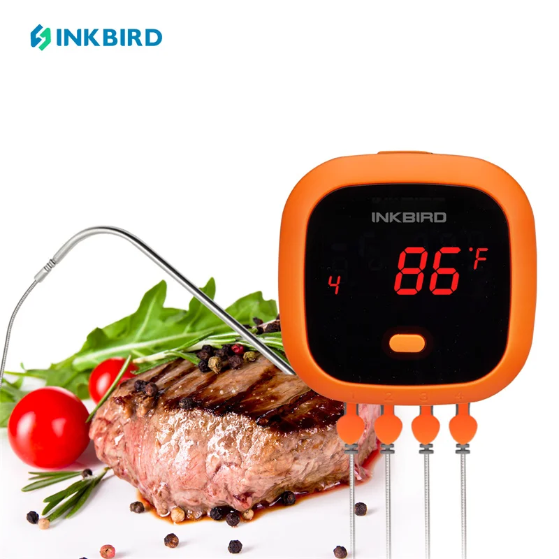 

Термометр Inkbird для мяса, пищи, стейка, беспроводной, зарядка от USB, для духовки, гриля, барбекю, курильщика