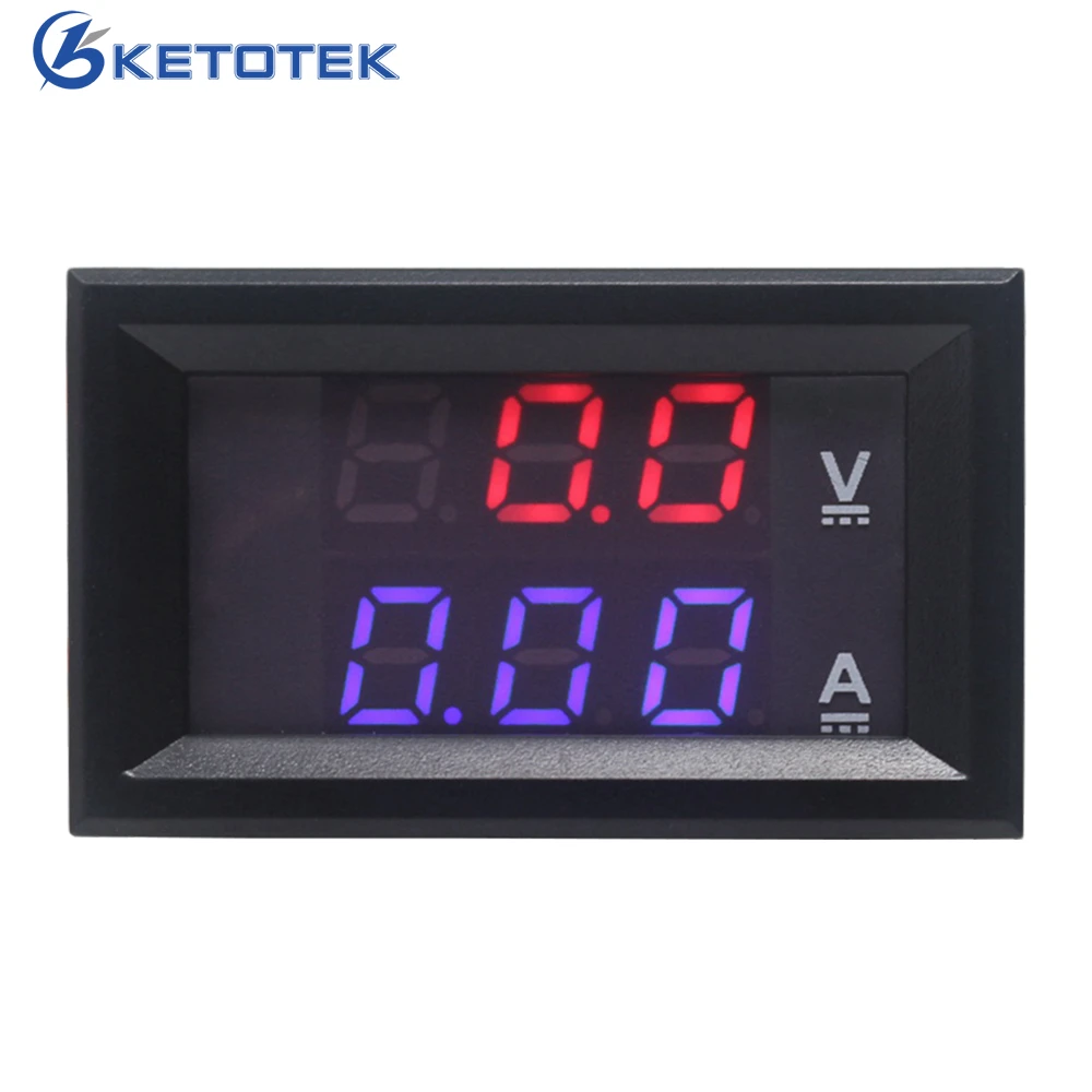 

0.28" DC 0-100V 10A Digital Voltmeter Ammeter Red Blue LED Dual Display Voltage Current Indicator Monitor Detector Car Amp Volt