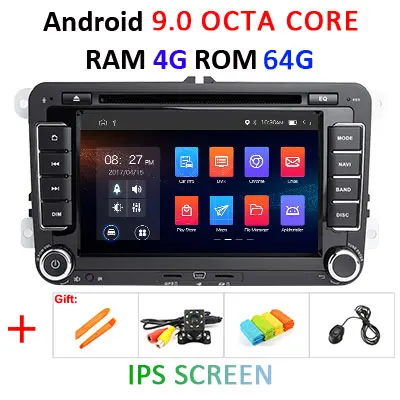 4G DSP ips 2 Din Android 9,0 автомобильный dvd мультимедийный плеер gps радио для VW/Volkswagen/GOLF 5 6/Polo/Passat/CC/B6/B7/Skoda/SEAT/Leon - Цвет: 4G 64G IPS