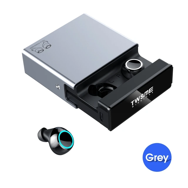 Votoon TWS настоящие беспроводные наушники Bluetooth V5.0, наушники, Спортивная гарнитура, наушники с управлением ии, 2500 мА/ч, светодиодный, умный внешний аккумулятор - Цвет: Grey
