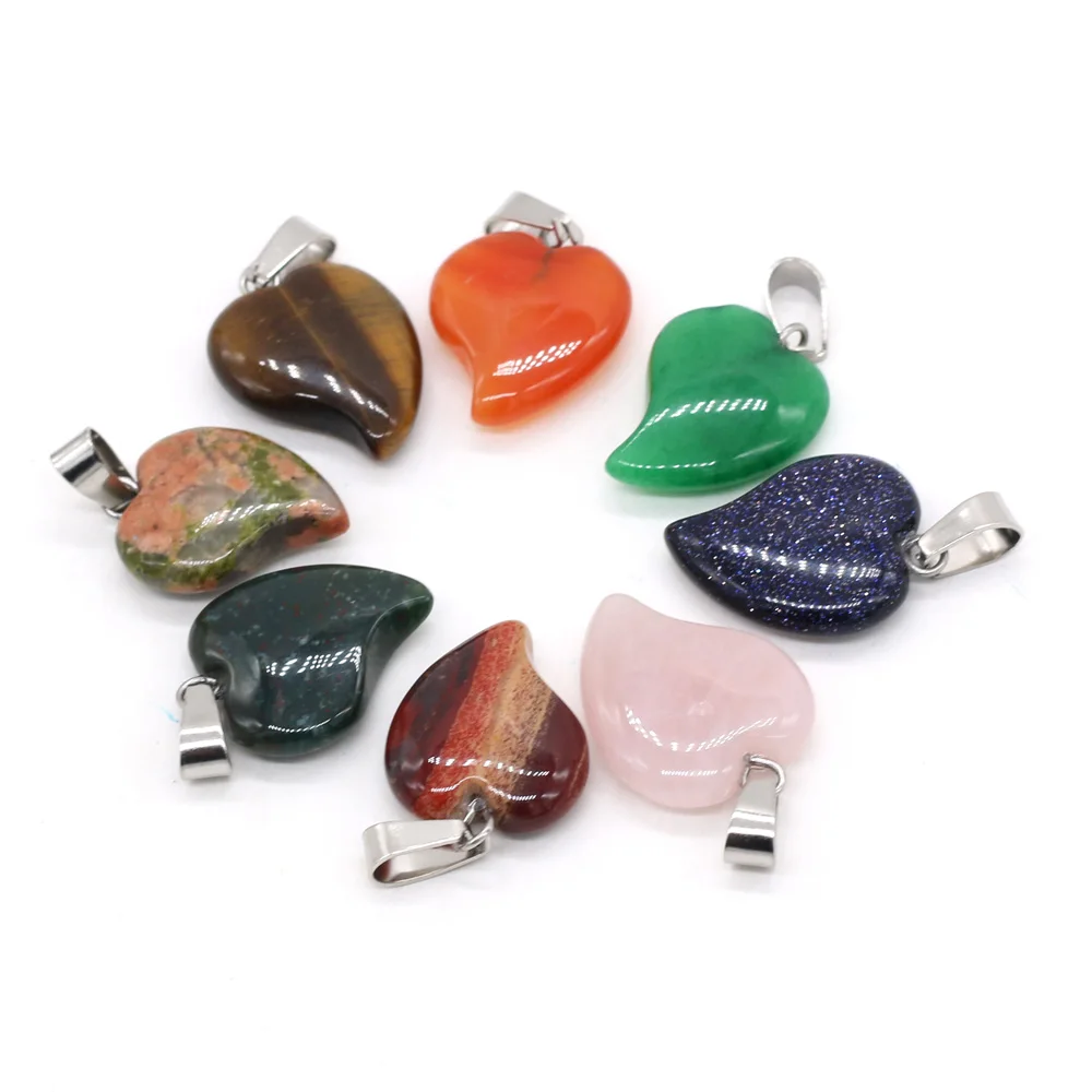 

Новые модные подвески в форме сердца из хрусталя и агата, подвески из натурального тигрового глаза, кварцевые подвески для рукоделия, ожере...