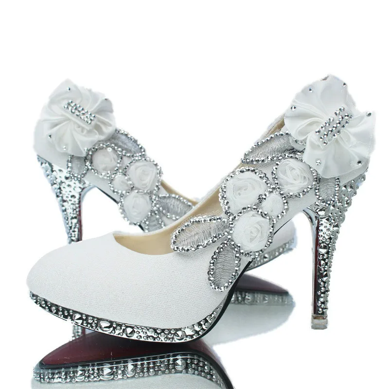 2019 New Wedding Shoes Glitter Gorgeous Bridal Evening Party Crystal High Heels Women Sexy Woman Pumps Silver | Обувь