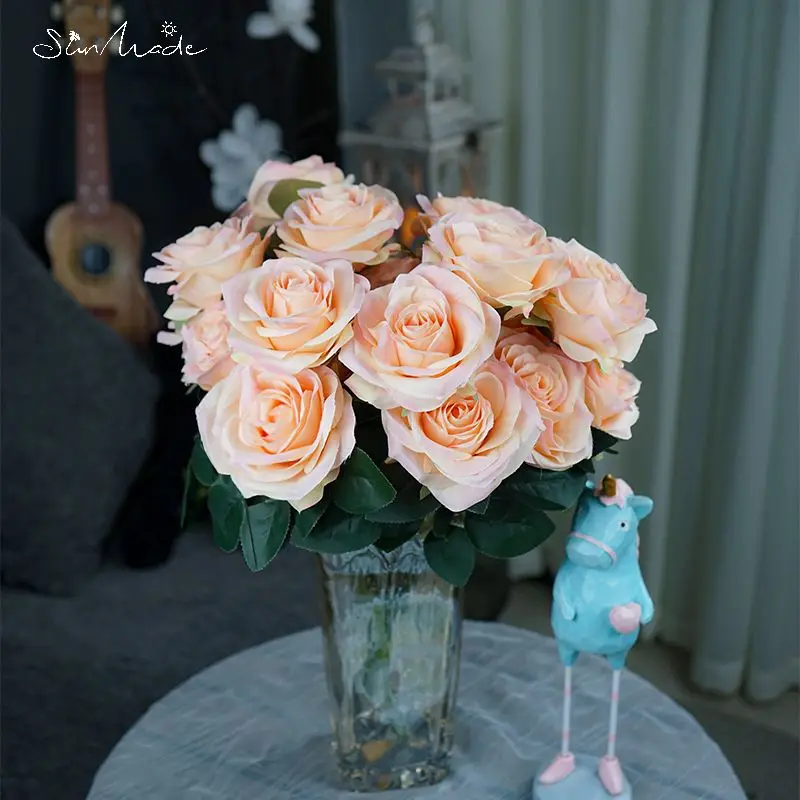 SunMade 10 головок роскошные искусственные розы француский стиль свадебный букет