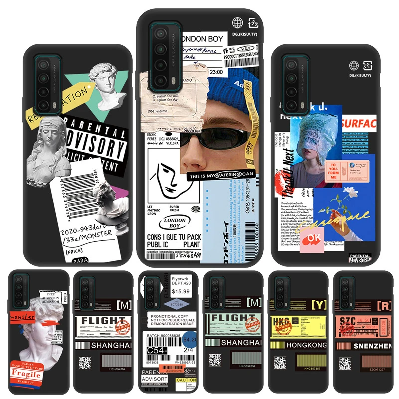 

Retro Label Popular Barcode Phone Case For Huawei Y7A Y9A Y9 Prime 2019 Y8S Y8p Y7p Y7 Y6 Pro Y5p Y5 II Y5 2018 Y3 2017 Case