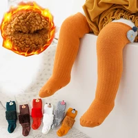 newborn infant winter knee high socks with fleece girl boy kids child toddler cute warm cotton thermal long sock baby stockings