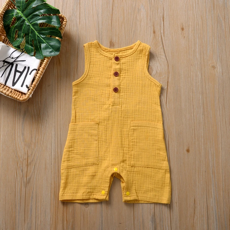

Baby Girls Rompers Summer Children Clothes Solid Print Cotton Sleeveless Elastic Suspenders Pants Overalls Trousers
