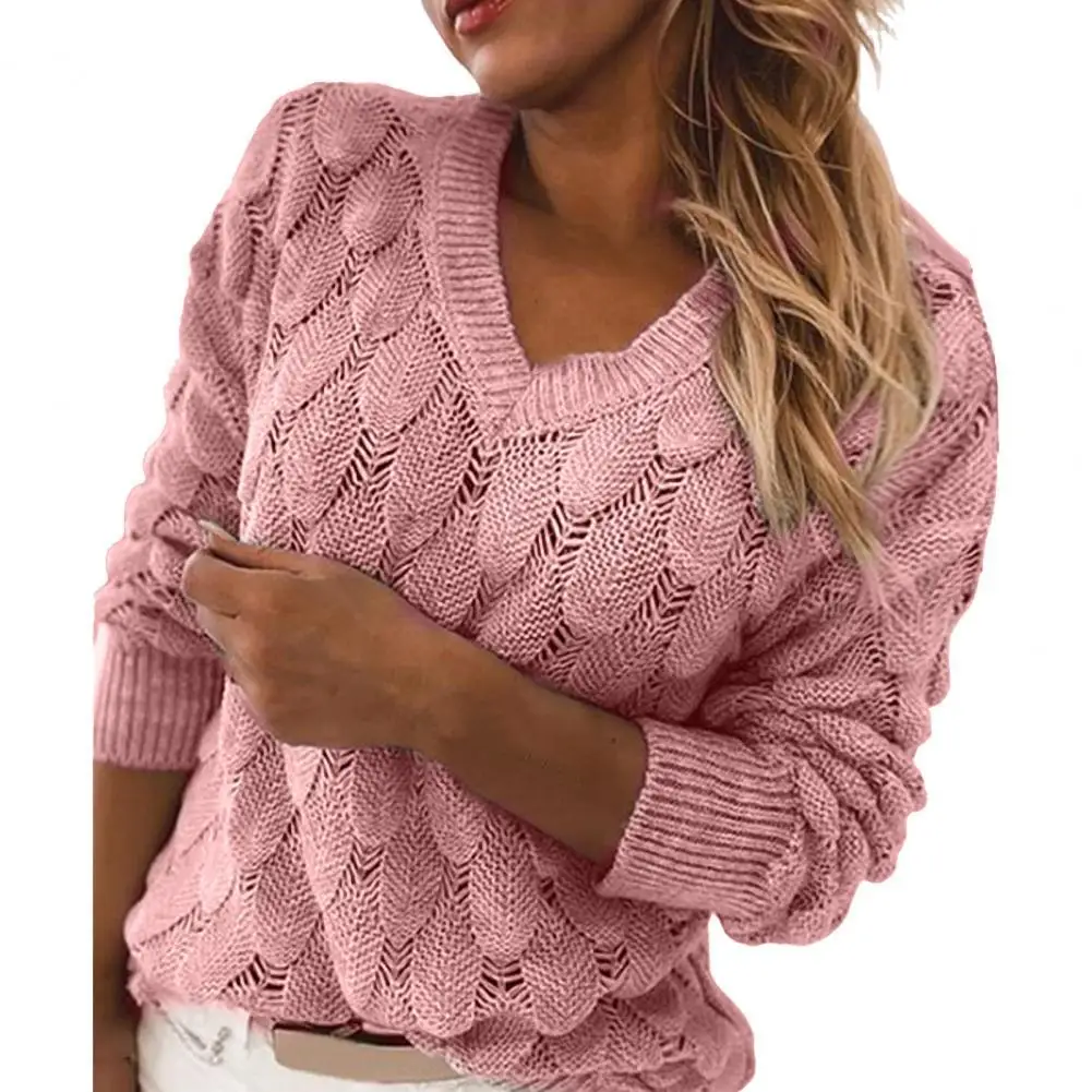 Женский трикотажный пуловер с V-образным вырезом | Женская одежда