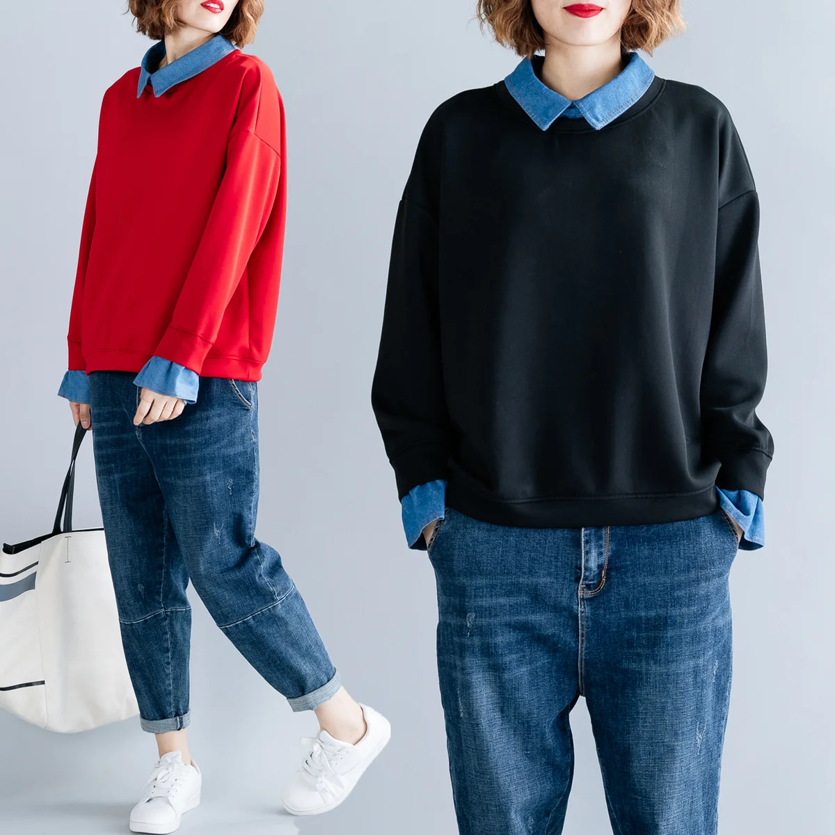 2019 осень и зима новый свободный большой размер Корейская версия дикого поло