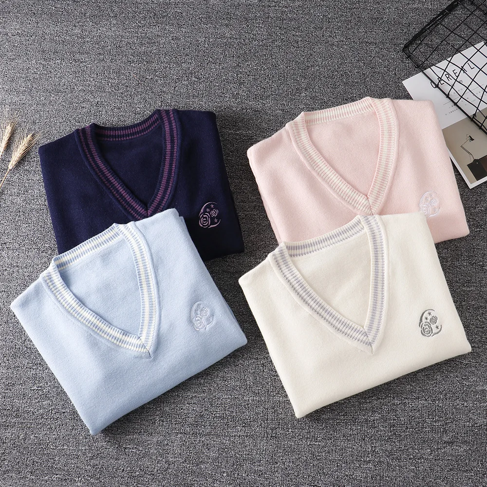 Весна 2020 косплей школьная форма свитер для девочек женский 4 цвета v образный