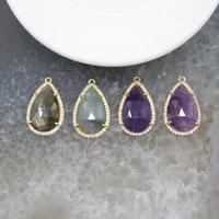 drop shape natural stones faceted amethystslabradorite pendant healing crystal necklace for diy jewelry making accessories