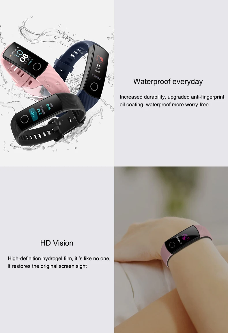 2 шт. защитная пленка для Huawei Honor Band 4 5 5I Гидрогелевая Защитная экрана Mi 3