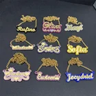 Акриловое ожерелье с именем на заказ, кубинская цепь из нержавеющей стали, индивидуальное имя с сердцем, Женское Ожерелье, подарки