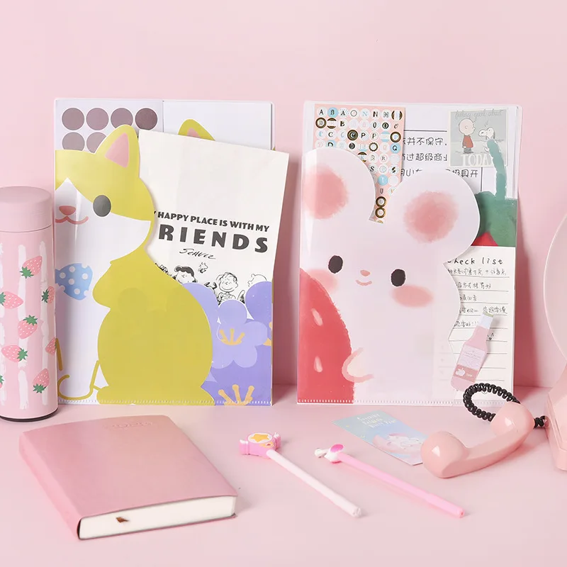 Многослойная креативная папка для файлов Kawaii животные Сумка документов А4