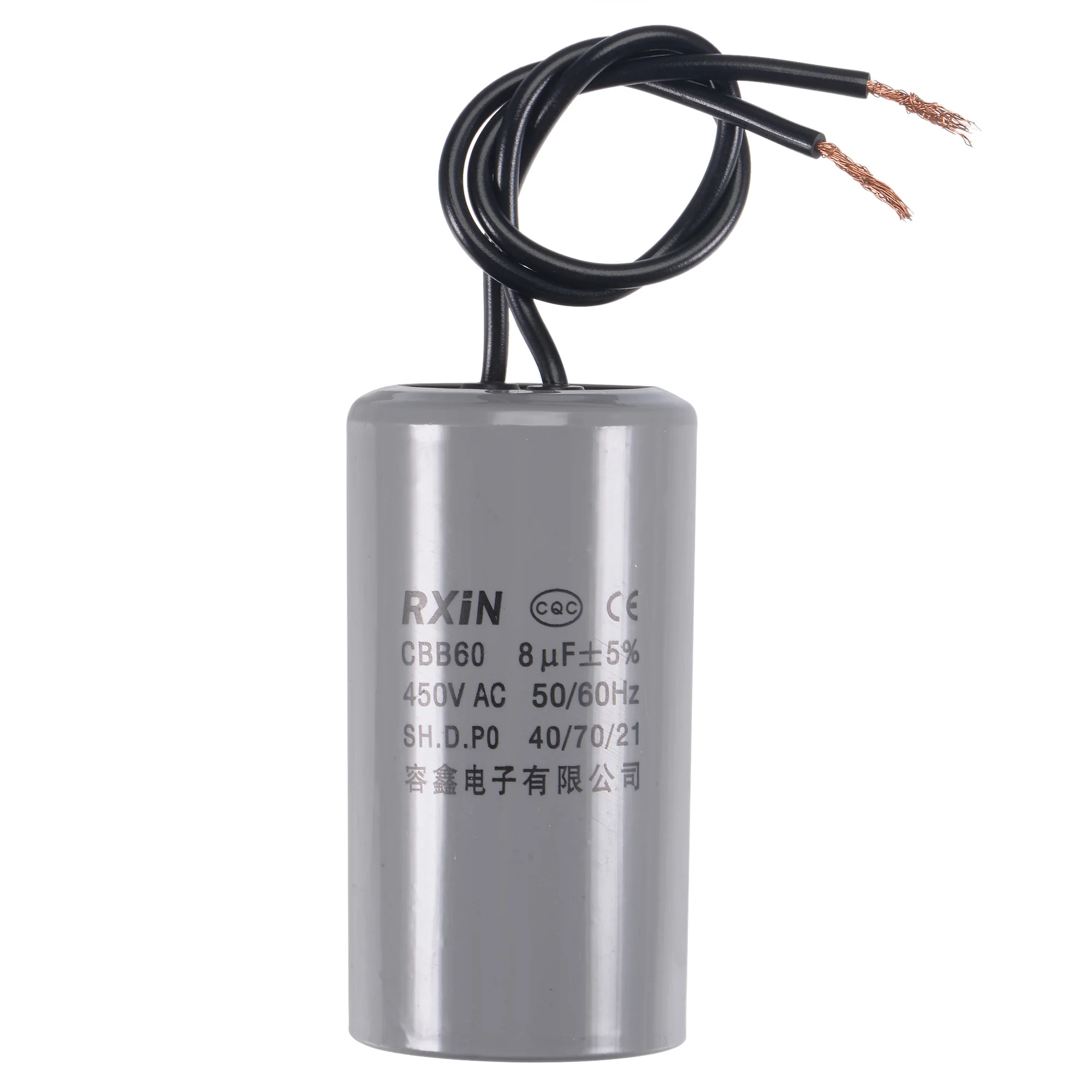 

Uxcell CBB60 Run Capacitor 8uF 450V AC 2 Wires 66x35mm for Compressor Pump Motor