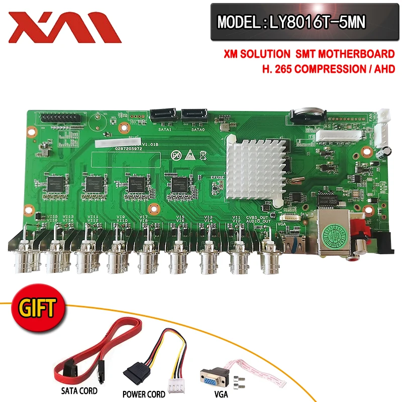 XMeye Face Detection 5M-N 16ch Coaxial AHD 6in1 DVR Motherboard LY8016T-5MN | Безопасность и защита