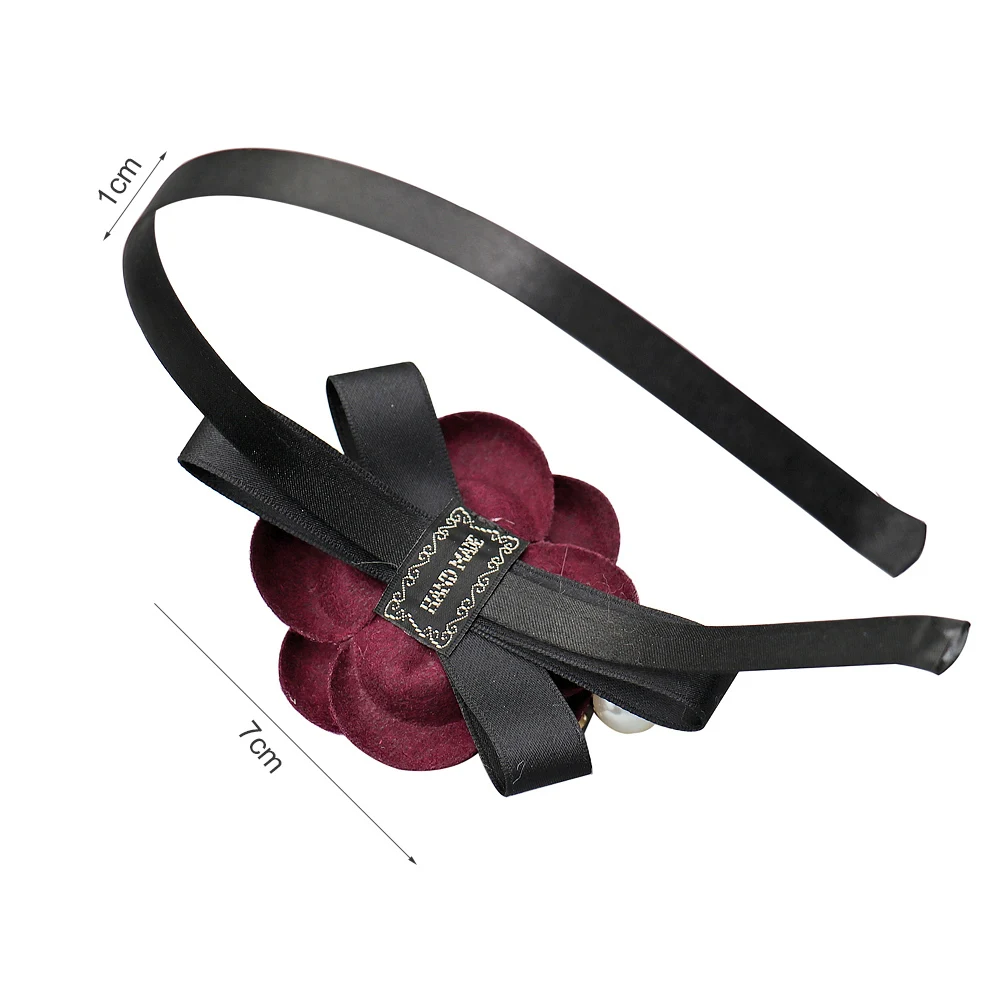 Ободок для волос женский шерстяной с жемчугом модный элегантный обруч бантом и