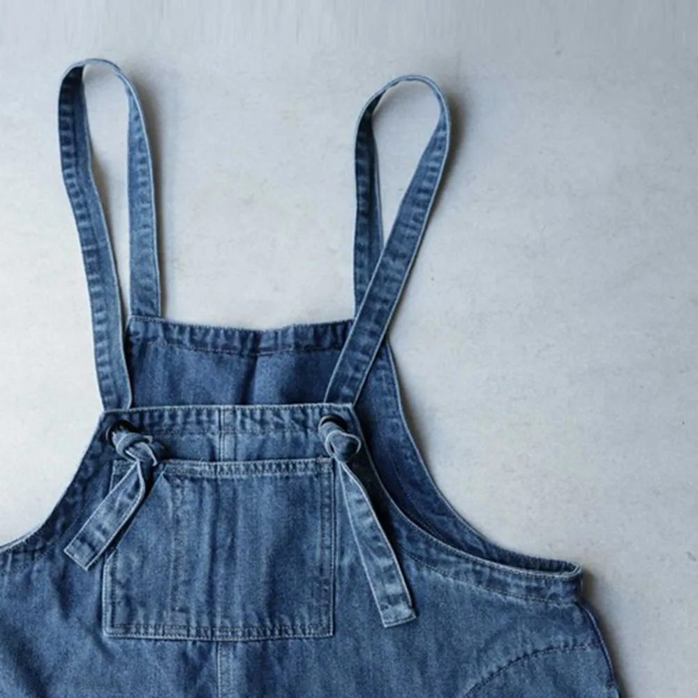 

2021 Summer New Women's Cowboy Jumpsuit Japanese Style Solid Color Casual Loose Simplicity Pocket Korean Fashion