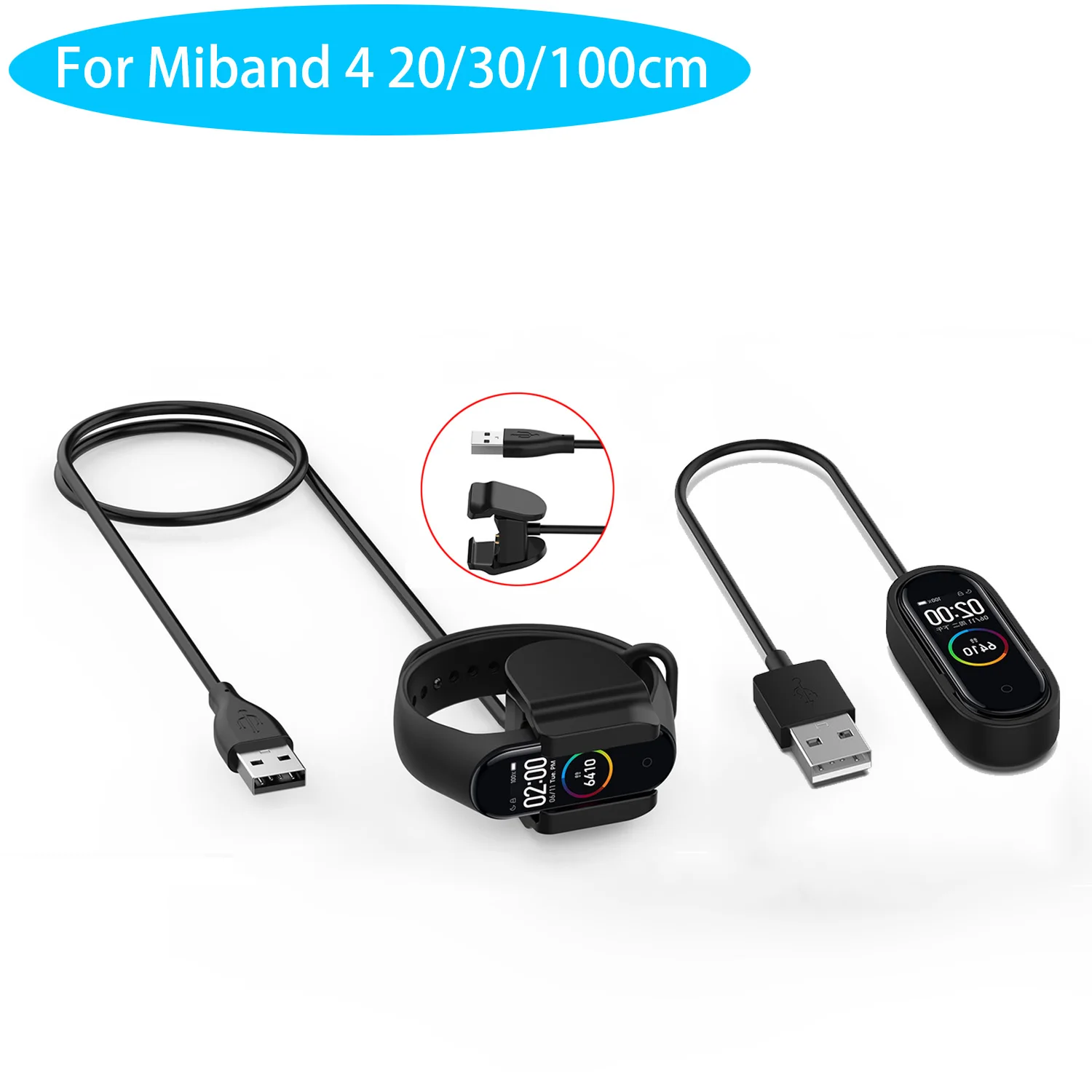 20 см/30 см/1 м сменный зарядный кабель USB для быстрой зарядки данных Xiaomi Mi Band 4