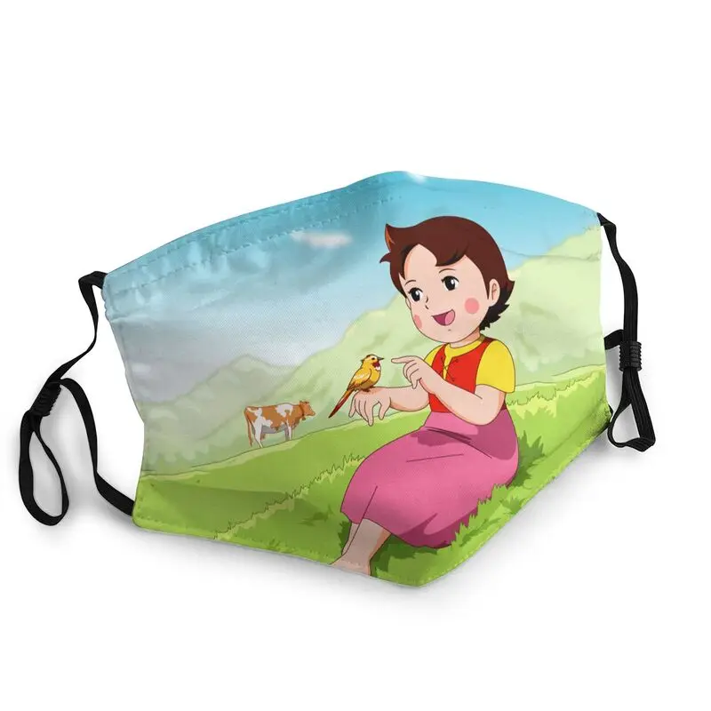 

Heidi Tames A Bird Reusable Mouth Face Mask Adult Cartoon Alps Mountain Girl Anti Dust Mask Protection Cover Respirator Muffle