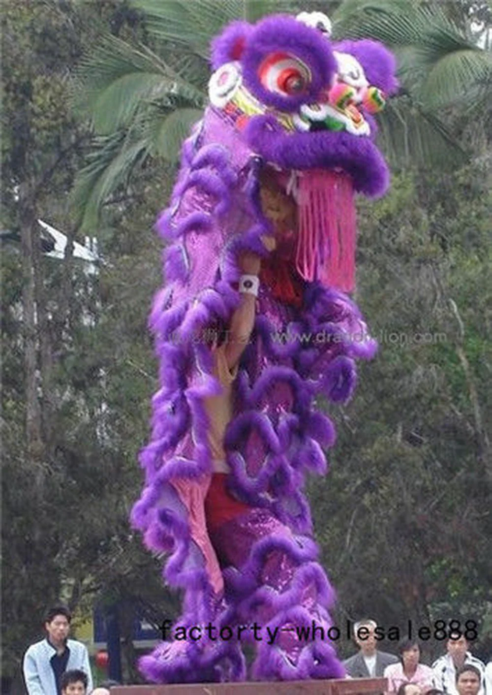 Cosplay 100% Wool Lion Dance mascot Costumes Chinese folk art for two adults purple Mascot Costume Suit Cosplay Party Game Dress