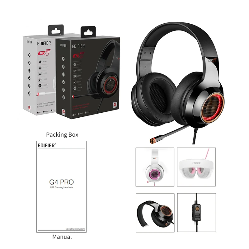 EDIFIER G4 Pro USB Проводная игровая гарнитура глубокий бас Игровые наушники