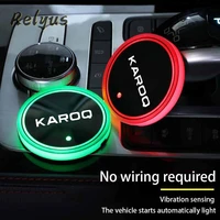 luminous car water cup coaster holder 7 colorful led atmosphere light usb charging for skoda karoq nu7 auto accessories