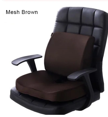 Mesh Brown 2 в 1 бамбуковое волокно с эффектом памяти, подушка для сиденья, Подушка для спины, медленный отскок, поддержка талии, набор для дома, офиса, забота о здоровье, Подушка для стула - Цвет: Mesh Brown