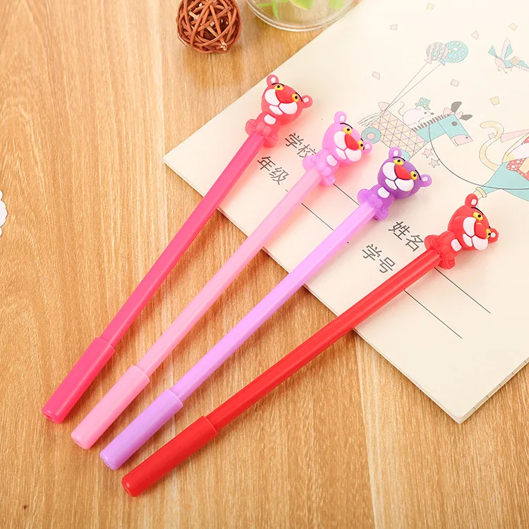20 Pcs Gel Pens Creative Cartoon Pink Panther Neutral Pen Cute Student Learning Korean Stationery Office Signature Pen Wholesale