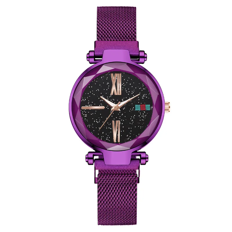 

2022 birthday gift watch ladies fashion starry sky quartz lazy magnet strap magnet Milan strap