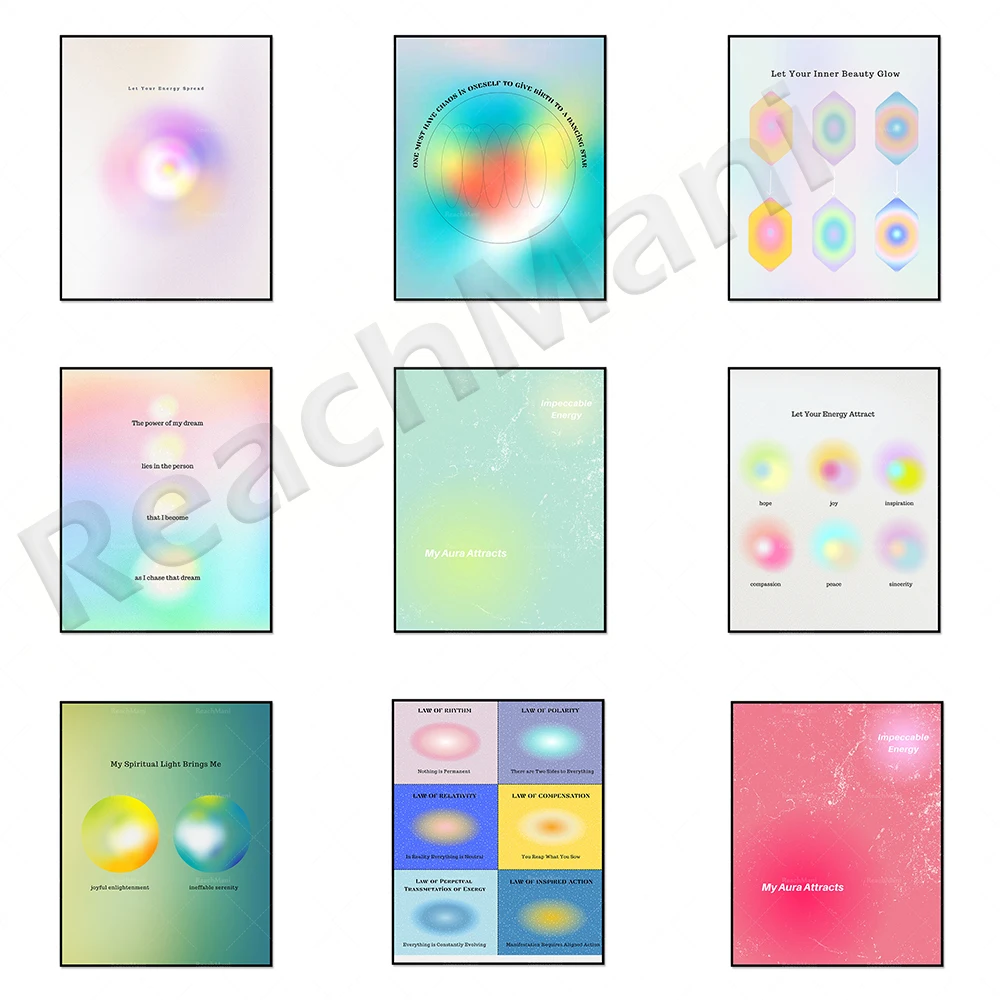 

Hot sale of your energy aura poster, aesthetic art decoration, ethereal wall art, spiritual art gradient psychedelic print, retr