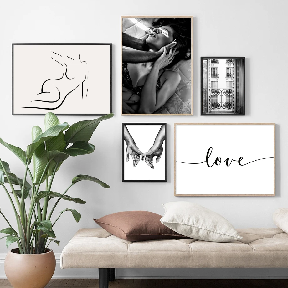 Цветущие розы Париж окно руки любовь скандинавский настенный художественный