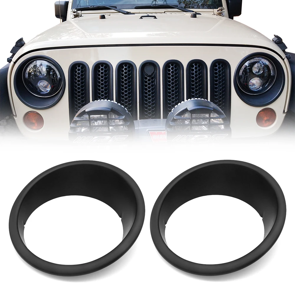 Матовая черная вставка для фар отделка подходит Jeep Wrangler &amp Unlimited 2007-2018 |