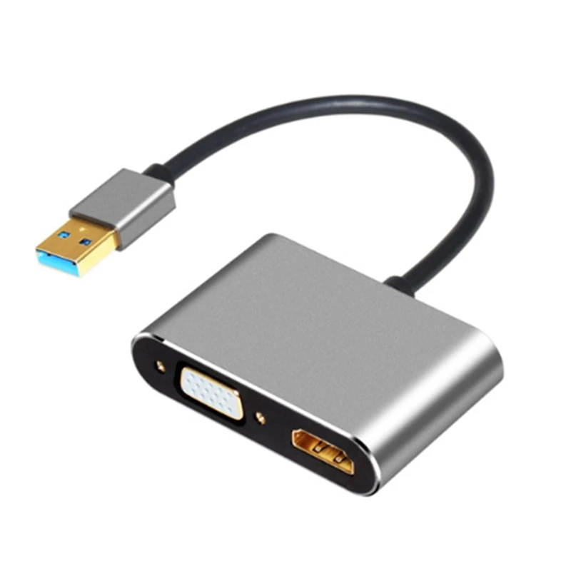 Переходник 2 в 1 с USB 3 0 на HDMI + VGA адаптер для HDTV док-станция ПК-проектора |