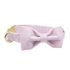 Ошейник и поводок для собак и кошек в розовую полоску с галстуком-бабочкой