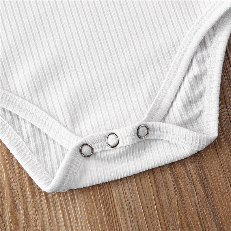 

Brand Newborn Baby Girl Solid Color Romper Cotton Ribbed Fly Sleeve Romper Backless Baby Jumpsuit One-Piece Outfit Cotton Set