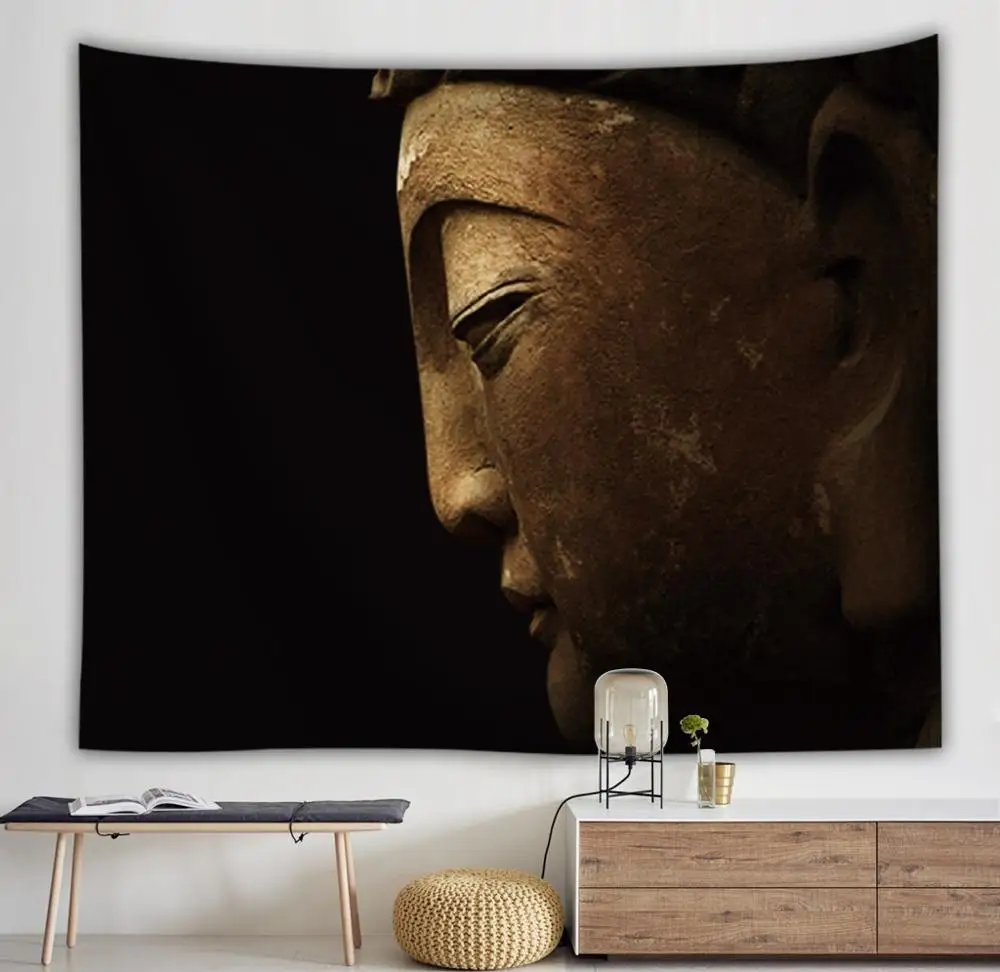 Гобелен с статуей Будды двойная Настенная картина в стиле хиппи искусство дома