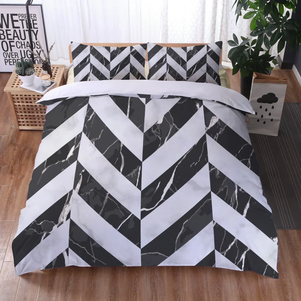 

Simple Stylish Marble Pattern Bedding Sets Black White Rectangle Duvet Cover Set Pillowcase Home Textile Adult Teens Gifts Decor