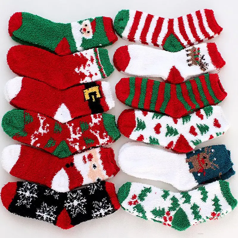

Рождественские носки; Милые носки из полиэстера с изображением Санта-Клауса, снеговика, лося; Счастливые женские новогодние повседневные н...
