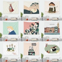 7395 hot sale cartoon tapestry for home decoration living room cute animal boy girl tapestry wall hanging nordic home decor
