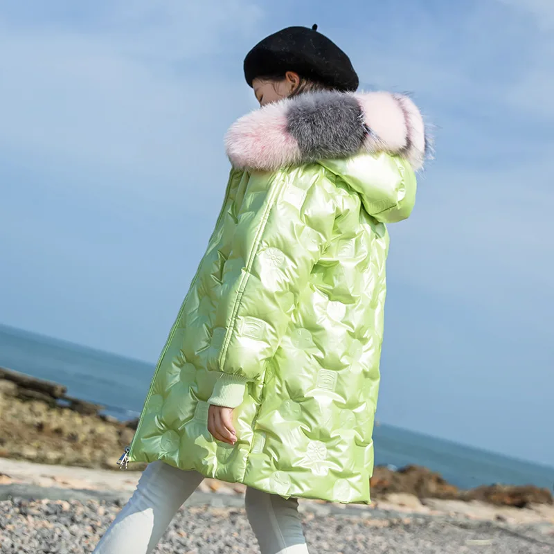 2020 Winter Coat Girl Down Jacket Thicken Multicolor Girl Fur Snowsuit Coat Kids Fashion Outerwear Coat Jacket -30 Degrees