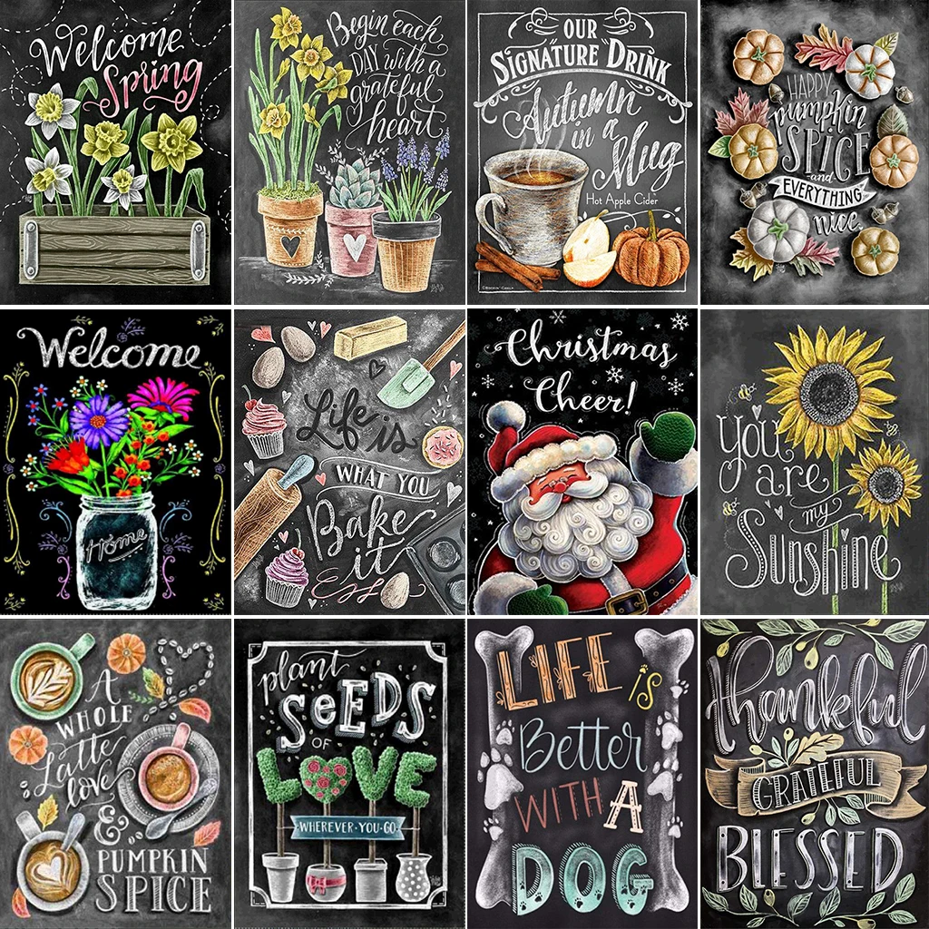 

5D Diamond Painting Blackboard News Full Circle Diamond DIY Cross Stitch Embroidery Mosaic Picture Home Decoration Painting
