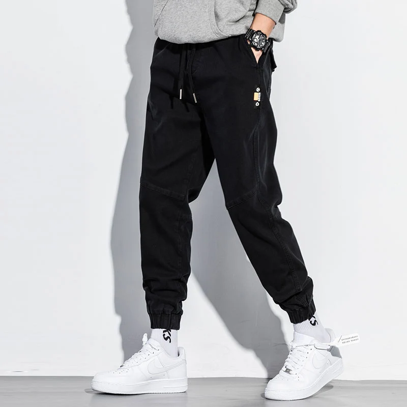 

Винтажные модные мужские джинсы 2021, свободные дизайнерские шаровары с соединением, повседневные брюки-карго, Мужская Уличная одежда, Джогг...